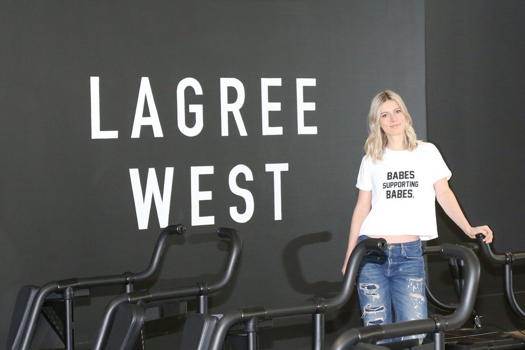 Female fitness entrepreneur Barbie Bent is photographed standing inside Lagree West Vancouver.