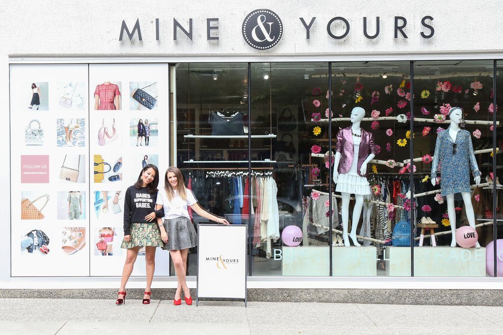 Jigme Love and Courtney Watkins of Mine and Yours are photographed standing outside of their storefront in Vancouver.