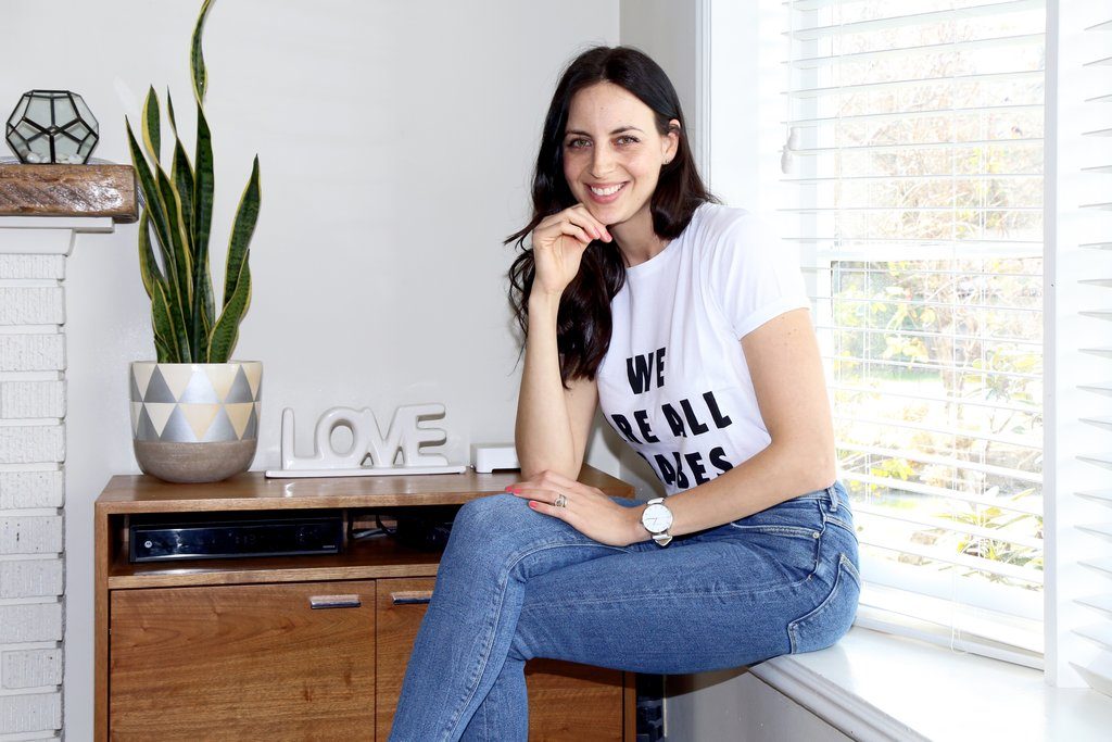Tracy Young is photographed wearing the We Are All Babes Crew Neck Tee from Brunette the Label.