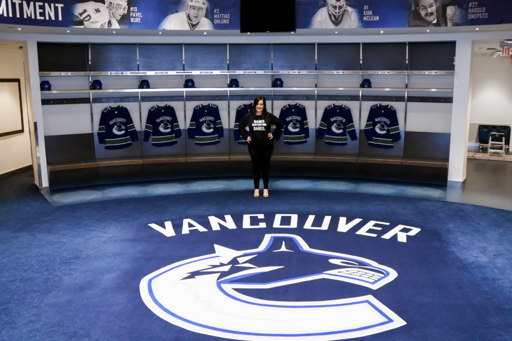 Alex Oxenham of The Vancouver Canucks NHL hockey team is photographed inside the player's dressing room at Rogers Arena in Vancouver, BC.