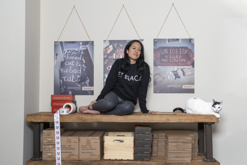 Female entrepreneur Olivia Canlas is photographed wearing the JET BLACK Crew Neck Sweatshirt by Brunette the Label.