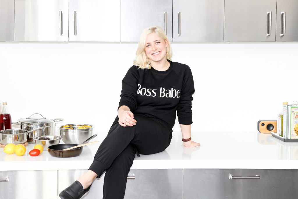 Female entrepreneur Becky Brauer is photographed in the test kitchen of Fresh Prep.