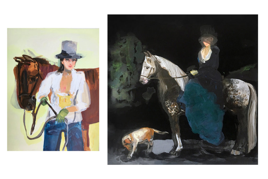 Paintings of women and horses by New York artist Suzy Spence.